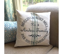 ARW Custom Pillow Cover - State Crest Grain Sack French - 18"x18" Farmhouse Style Pillow